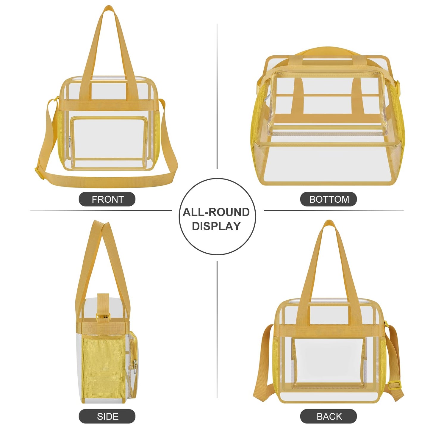 USPECLARE Clear Bag for Stadium Events, 12x6x12 Transparent Stadium Messenger Bag for Concerts, Work, Sports Games, Gym