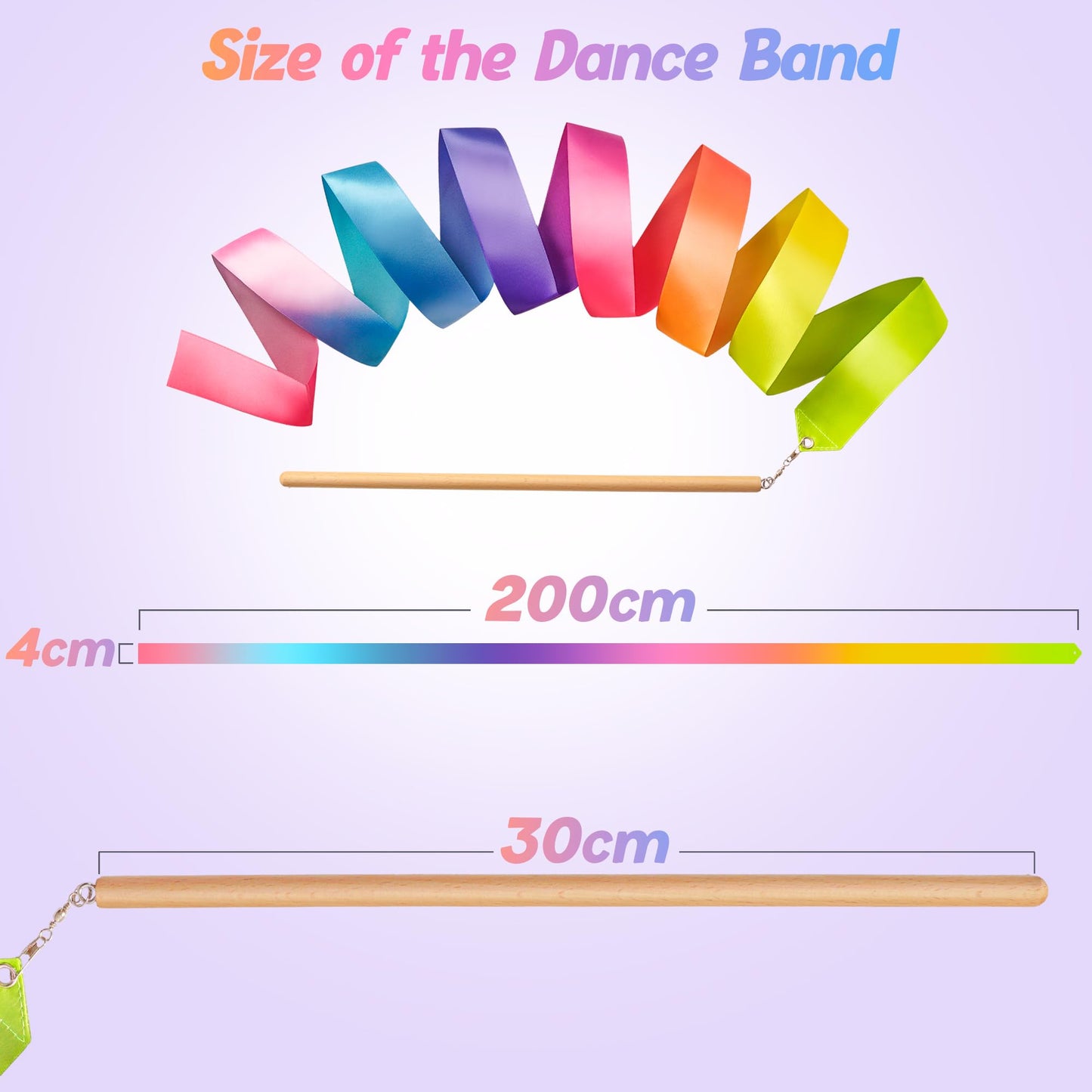 Cikyner Gymnastics Ribbon - 2 Pack Colourful Rhythmic Gymnastics Bands with Premium Beech Sticks | Rainbow Dance Ribbons for Kids, Girls Birthday Party & Easter Gifts | Perfect for Home, School Play