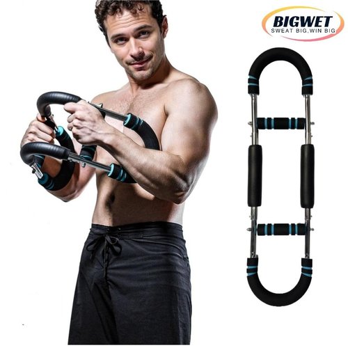BIGWET Arm Trainer, 60~130LB Adjustable Spring Workout Bar, Forearm Triceps Chest Enhanced Exercise Strengthener,Portable Home Fitness Equipment (100~130LB)