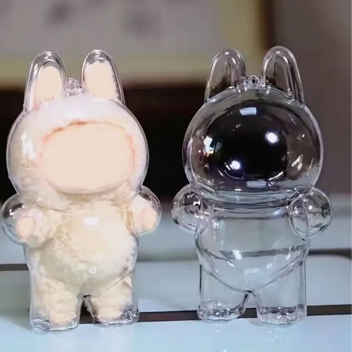 Protective Case Compatible for labubu , Plastic Clear Cover for Plush Figure Doll, Storage Transparent PVC Bag ,Display Bag Display Case for Fan Collection ,Accessories (No Doll, Standing)