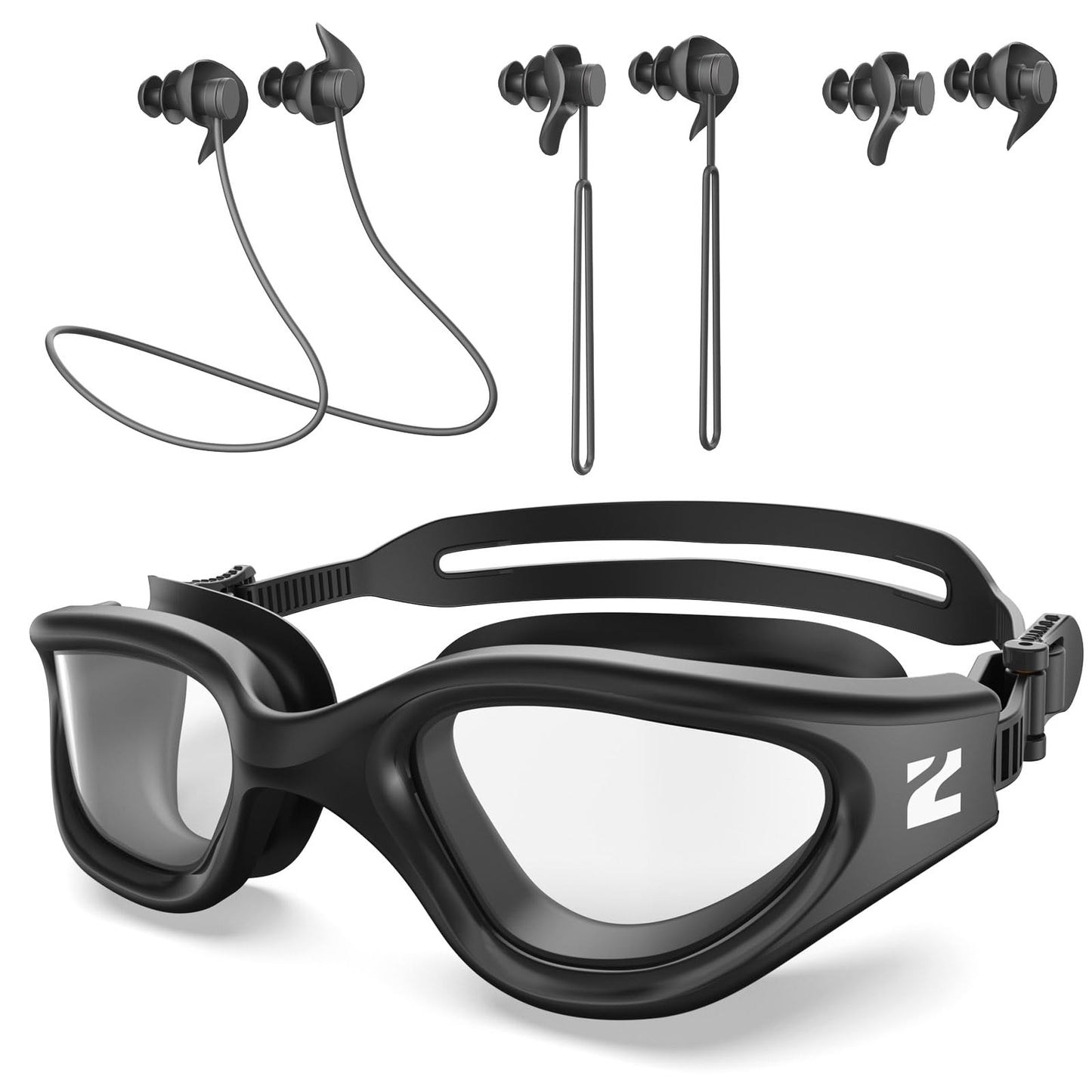 ZIONOR G1 Lite Polarized Swimming Goggles with 3 Pairs Earplugs, Anti-Fog UV Protection Swim Goggle for Adult Men Women Youth