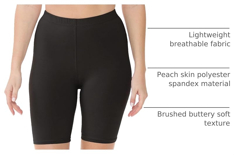Black 1X Leggings Depot Women’s Biker Shorts - Peach Skin 4-Way Stretch