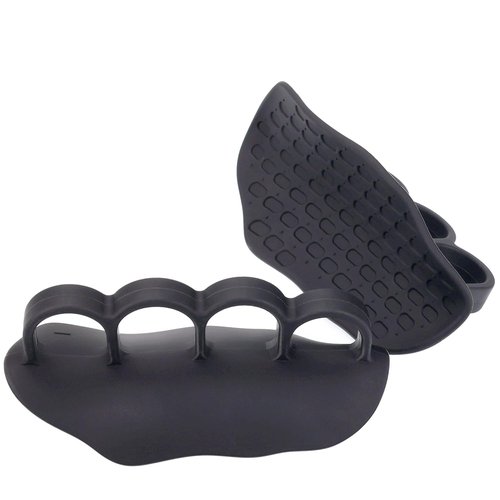 Non-Slip Workout Grip Pads, Fingerless Rubber Palm Protector/Gym Gloves Alternative, Barbell Pad Style Training Handle for Weightlifting, Pull-Ups, Bench Press (Black - 1 Pair)