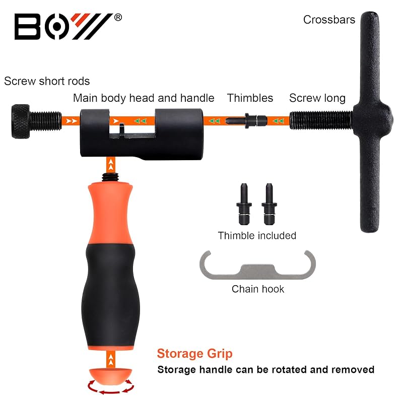 Universal Bike Chain Tool Kit with Chain Breaker, Master Link Pliers & Chain Wear Gauge – 1-12 Speed Chain (Variation of THIS listing: Chain Breaker 01)