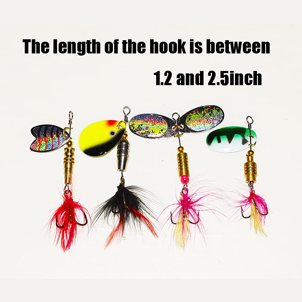 Rooster Tail Fishing Lures Kit - 16PCS Freshwater Trout and Bass Lures, Spinner Baits, Fishing Spoon, Hard Metal Spinners With Carry Bag