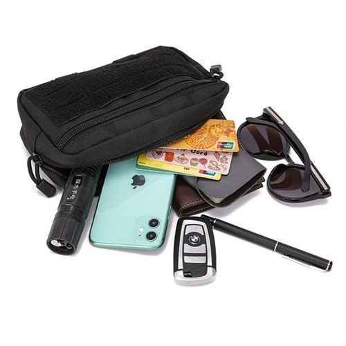 Tactical Molle Pouches Tactical Admin Pouch Compact Molle EDC EMT Utility Bag Gadget Gear Bag Military Organizer Tool Pouch of Double Layer Design Medical(Black)