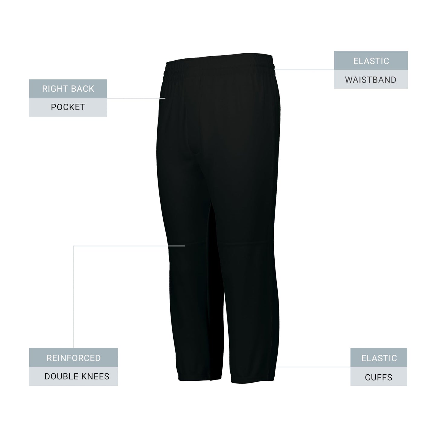 Augusta Sportswear Youth Gamer Pull-Up Baseball Pant Black L