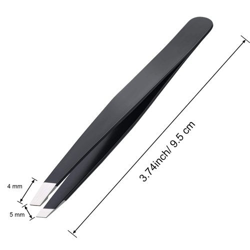Mudder 12 Pcs Eyebrow Tweezers Set for Facial Hair Stainless Steel Slanted Tip Tweezers in Bulk for Men and Women(12 Pcs,Black)