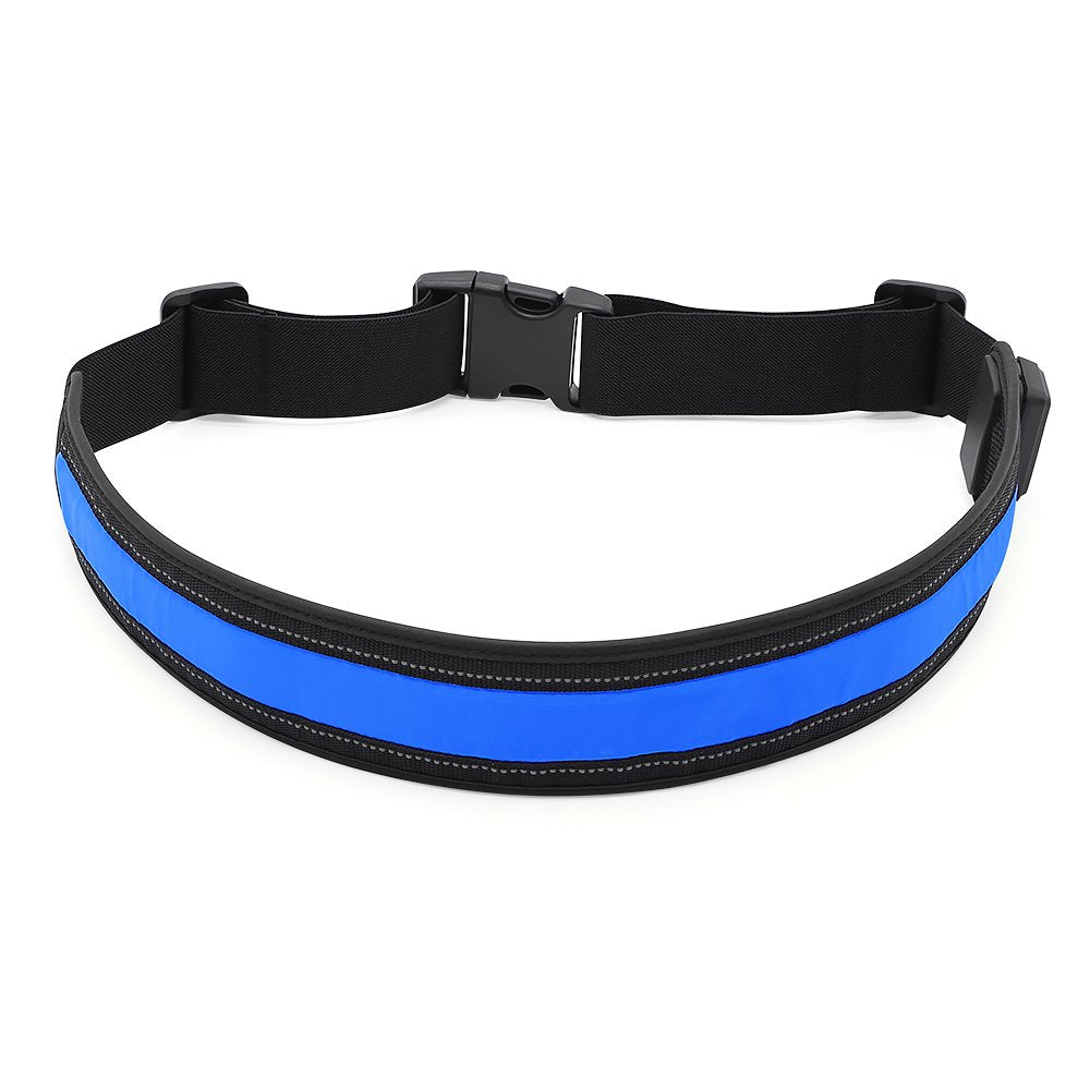 BSEEN LED Running Waist Belt - USB Rechargeable Reflective Glowing LED Waistband, Flashing Safety Light Belt for Runners, Joggers, Walkers, Pet Owners, Cyclists