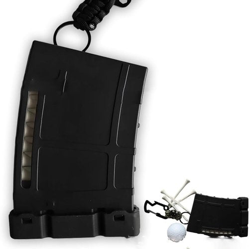 Golf Tees Storage Cilp Barrel Bundle,Magazine Golf Tee Storage Box with Carabiner, Holds 18 Tees, Attach To Belt,Great Gift for Golfers (black)