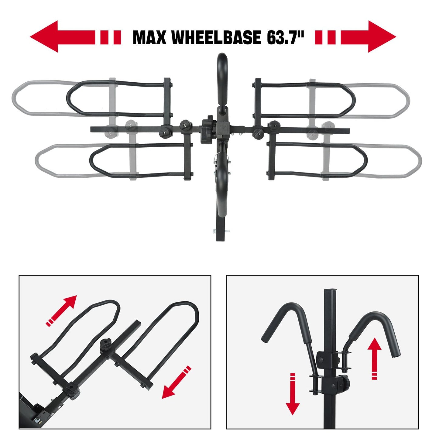Platform Bike Rack Hitch Mount for 2 Bikes - Foldable Ebike Rack Fit Fat Tire Up to 200 lbs - Bicycle Car Racks for SUV, Truck, RV, Electric Bike Carrier for Tow Trailer with 2 Inch Receiver