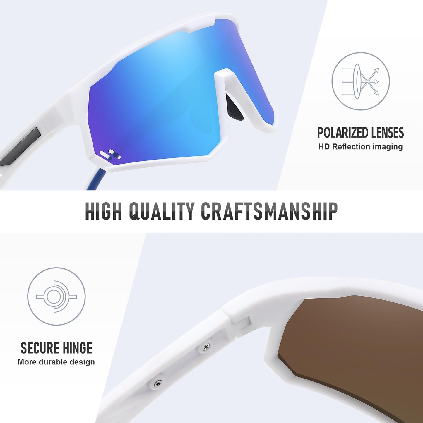 Ofwin Polarized Sports Sunglasses for Men Women Wrap Around Cycling Running Sun Glasses UV400 Protection