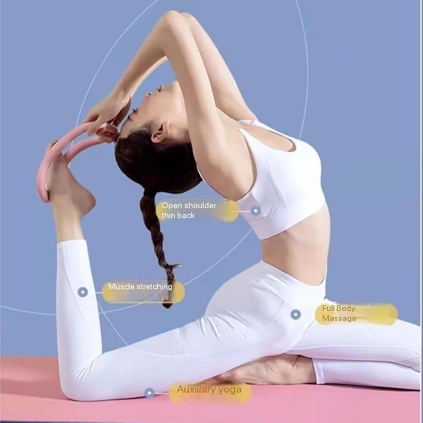 2 Pieces of Yoga Ring,Physical Exercises for Leg Calves Fitness Circle,Yoga Equipment Training Ring Exercise Workout Yoga Circles Pilates Circle Stretch Resistance