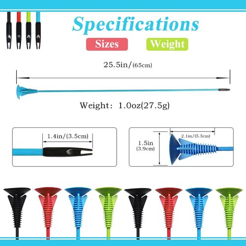 Runzkzy 12 Suction Cup Arrows for Archery Bow, Glass Fiber Sucker Arrow for Youth and Beginner Target Shooting Parctice, Sucker Play Arrows with Rubber Tip for Outdoor Game