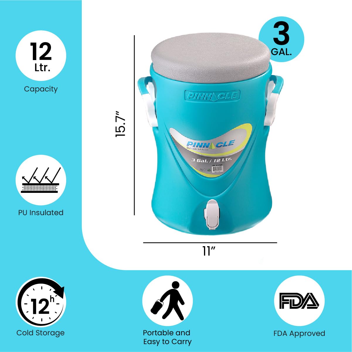 3-Gallon Water Cooler and 1-Gallon Water Jug Set – Insulated Beverage Cooler Dispenser with Pull Tap Spout – Leakproof Sports Water Jug with Drinking Spout – Jug Water Bottle for Camping, Outdoor
