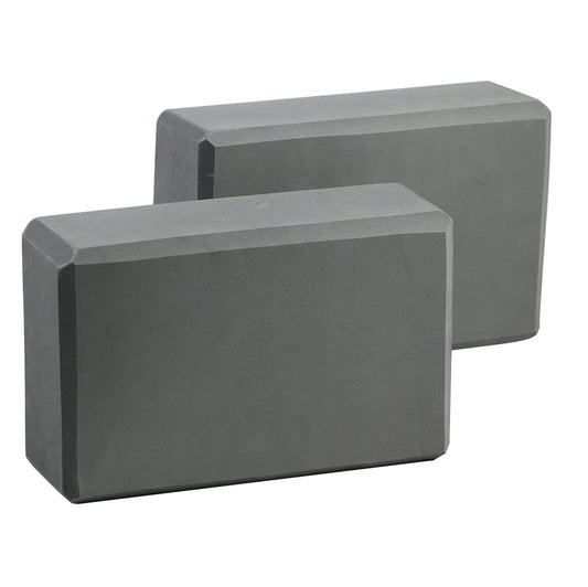 Exerz Yoga Blocks 2 Pack EVA Foam Gym Bricks Pilates Stretch Gray