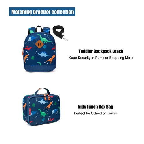 JinBeryl Toddler Backpack Boys, 12 Inch Kids Backpack for Preschool or Kindergarten, Dinosaur Navy Blue