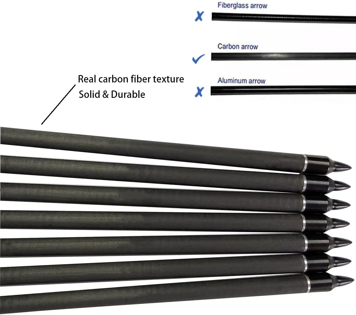 29 Inch Carbon Arrow Practice Hunting Arrows Spine 400 with Removable Tips for Archery Compound & Recurve & Traditional Bow (12 Pcs)
