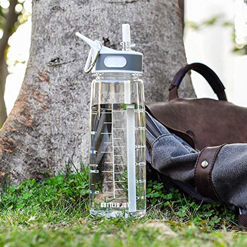 800ML Clear Sports Water Bottle with Straw, Wide Mouth, BPA-Free, Handle