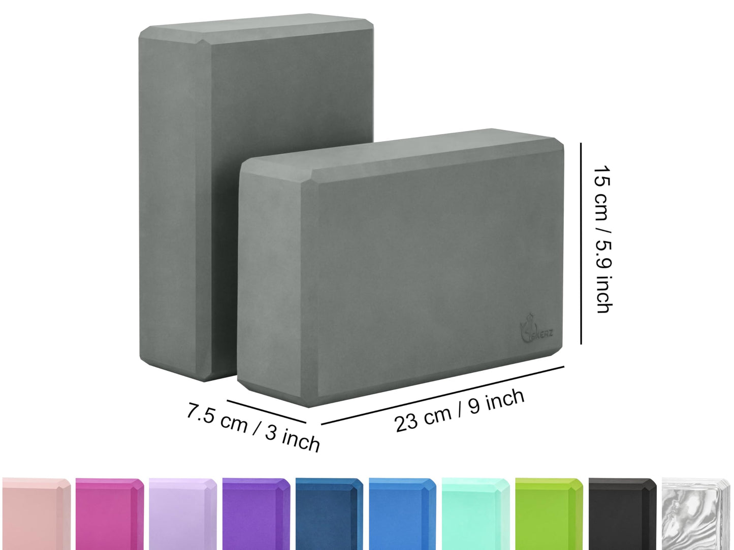 Exerz Yoga Blocks 2 Pack EVA Foam Gym Bricks Pilates Stretch Gray