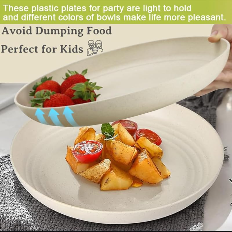 9 Inch Unbreakable Wheat Straw Plates - Reusable Dishwasher Safe Plate Set (Variation: Plate-9in)