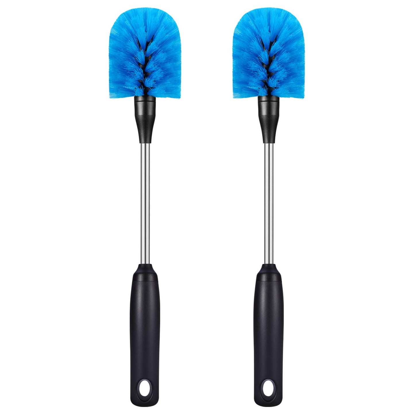 MOSOLAN Stainless Steel Bottle Brush with Replaceable Head, 2 Pack Long Handle Scrubbing Brush for Water Bottles, Glasswares, Mugs, Flasks, Tumblers, Vases, and Kitchen Sink, Blue, 13 in