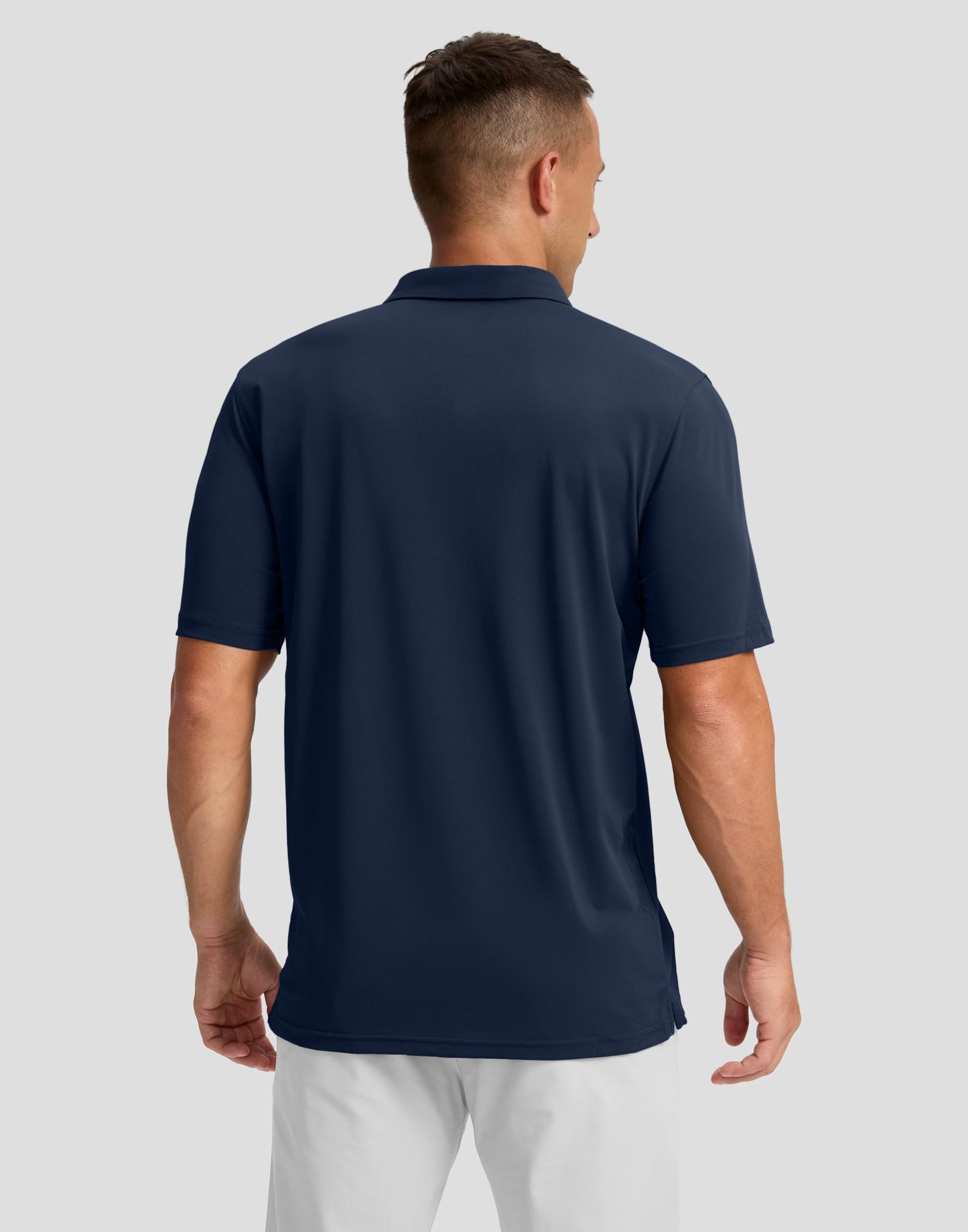 Men's Golf Shirts Dry Fit Moisture Wicking Performance Short Sleeve Collared Polo Shirts for Casual Tennis Bussiness (Navy Coloured Lines, XXXL)