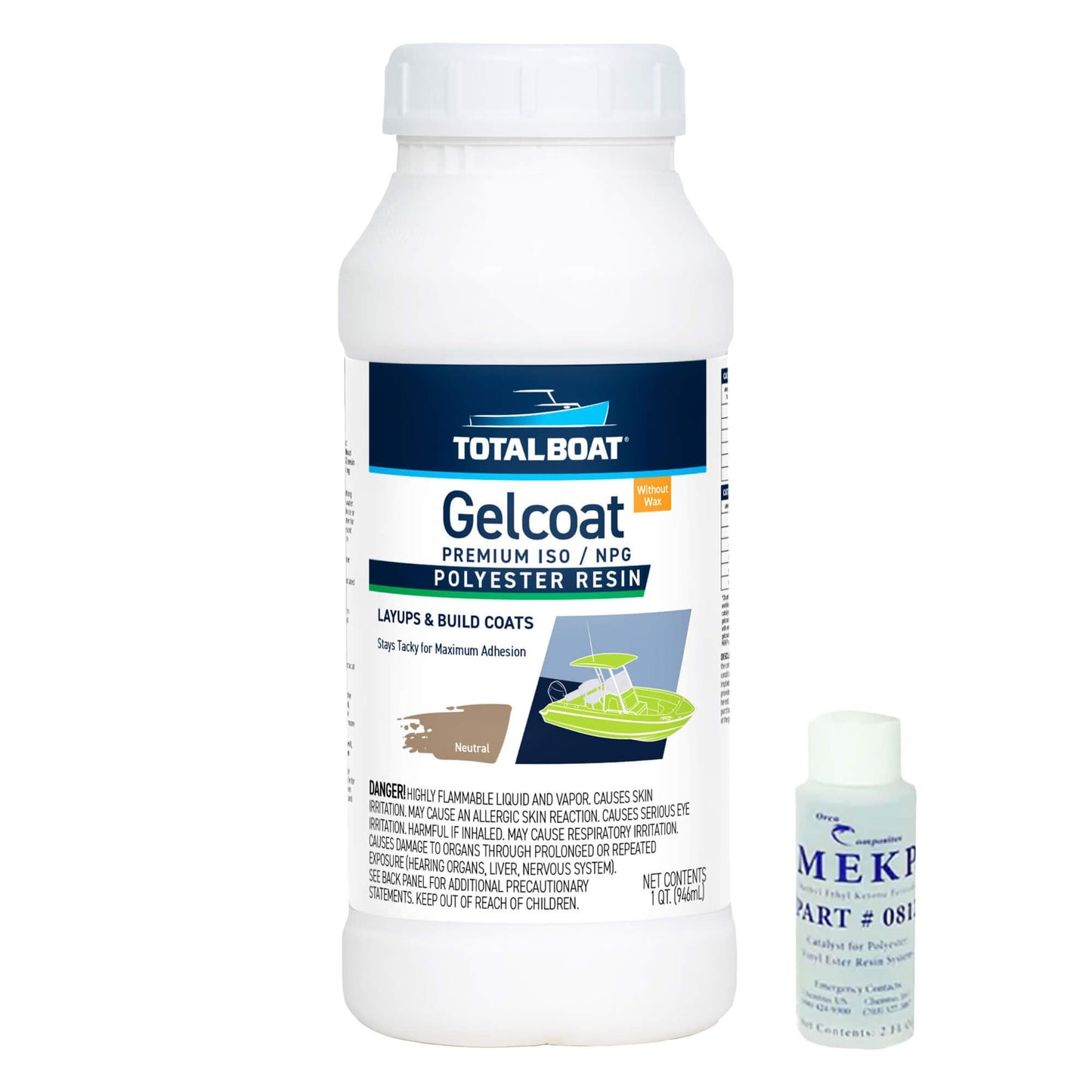 TotalBoat Marine Gelcoat for Boat Building, Repair and Composite Coatings (Neutral, Quart No Wax)