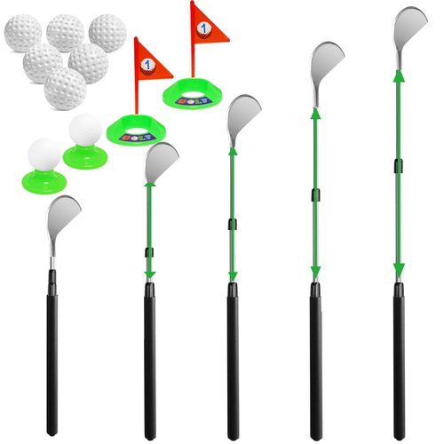 Youth Golf Wood,35-inch Telescopic Aluminum Kids Golf Club, with 6 Practice Balls, Practice Putting Cups and Flags-Only Right-Handed