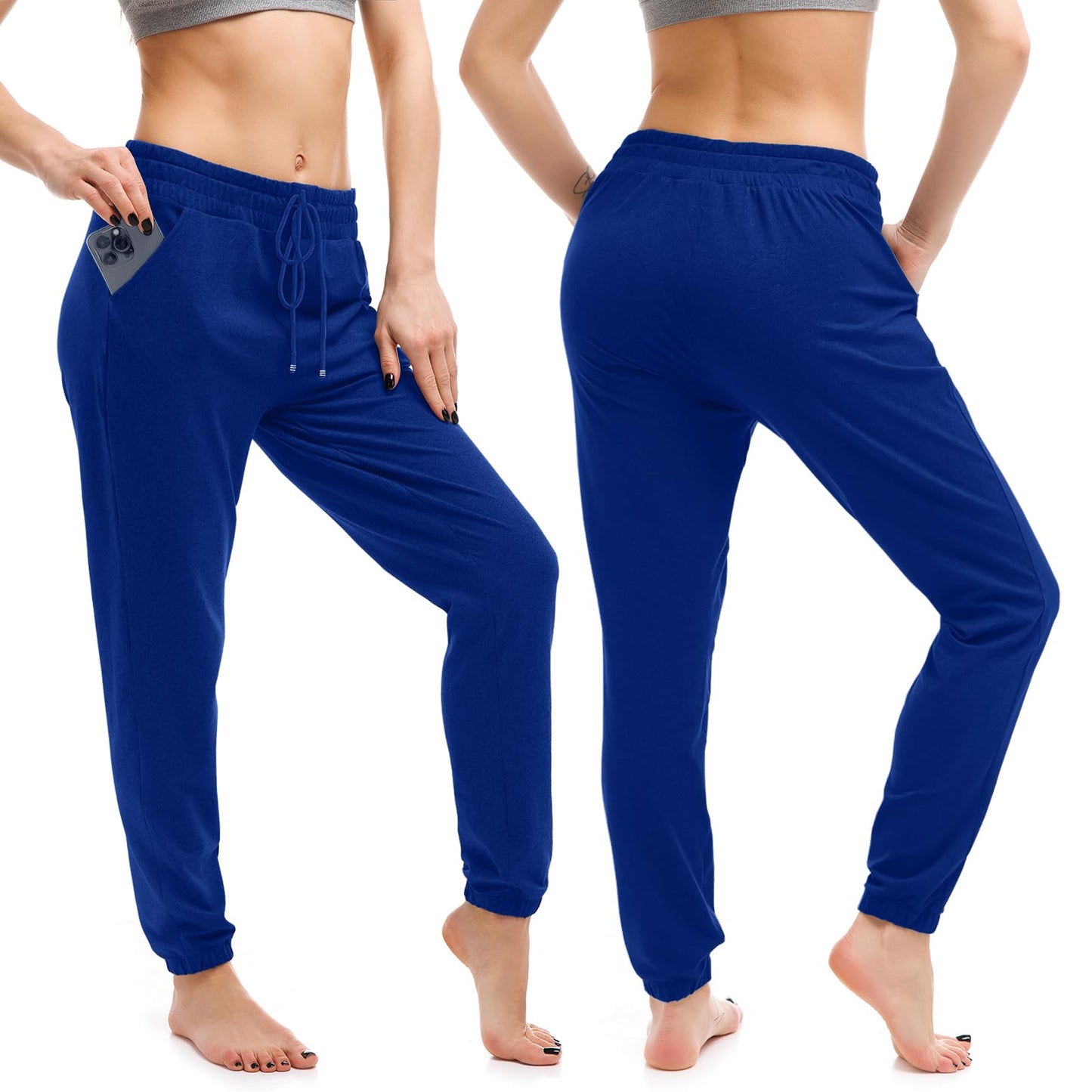 Walifrey Womens Joggers with Pockets, Drawstring Sweatpants Women for Lounging Jogging Gym and Workout RoyalBlue,1 Pack RoyalBlue M