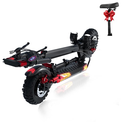 Electric Scooter for Adults - 37 Mile Range, 34MPH Top Speed, 1200W Motor,11" Off-Road Tires, 48V18AH, Foldable E-Scooter with Seat & LED Lights (J11max)