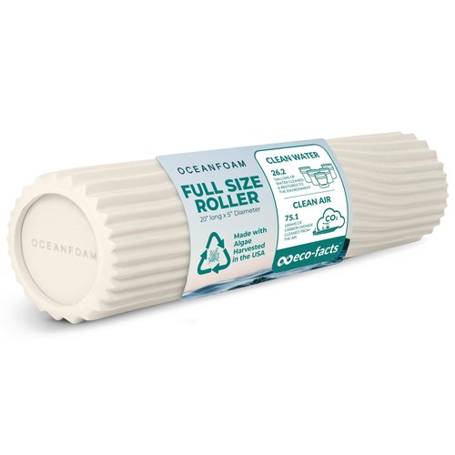 Oceanfoam Tidal Roller - Natural - Muscle Massage Foam Roller for Back Pain & Stretching - Firm and Ergonomic Wide Wave Textured - Yoga, Athletics, & Wellness - Full Size, 20" x 5"