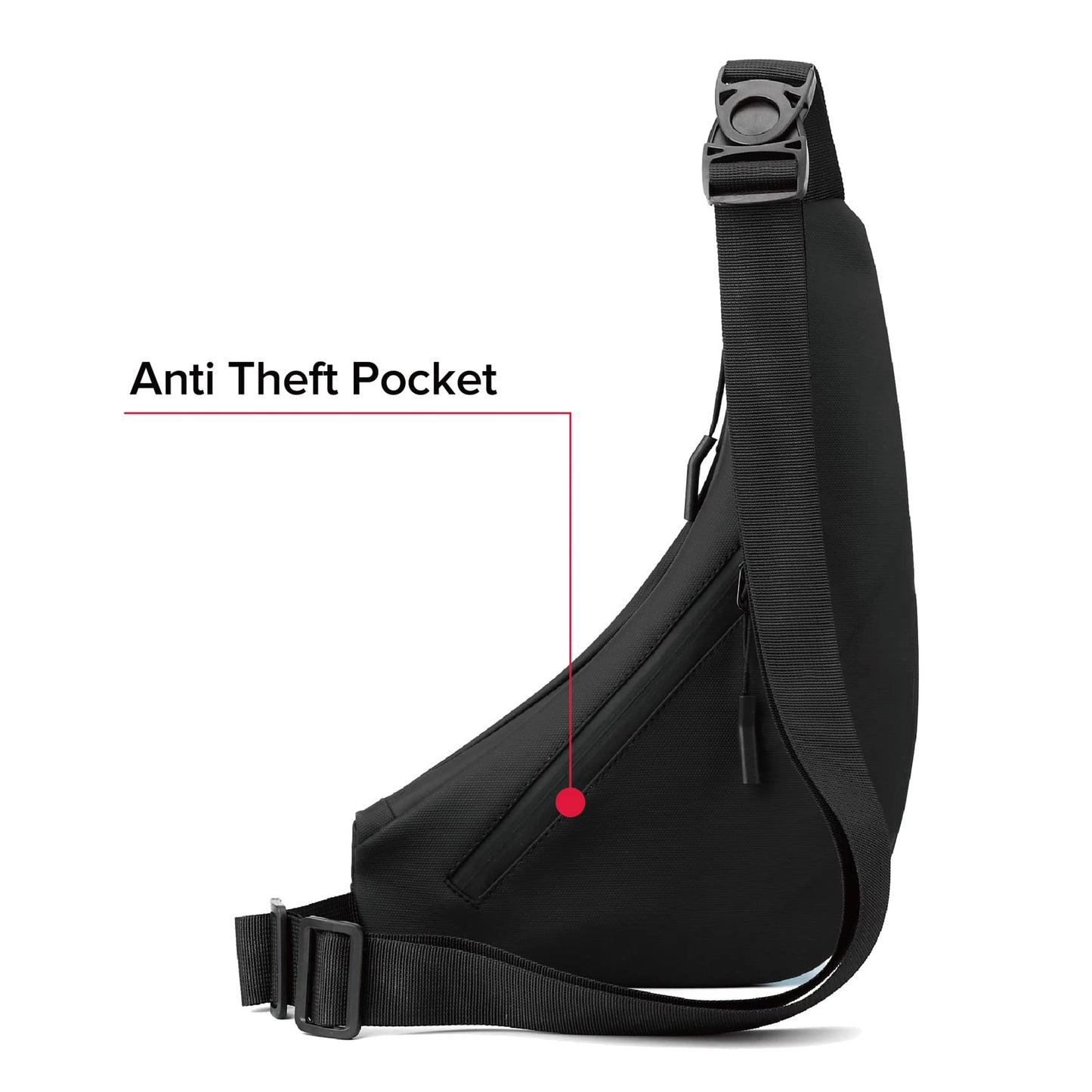 Small Sling Shoulder Crossbody Bag Men Women, Lightweight Anti-theft One Strap Casual Chest Bag Slim Backpack for Outdoor Walking Trip Hiking Biking Black