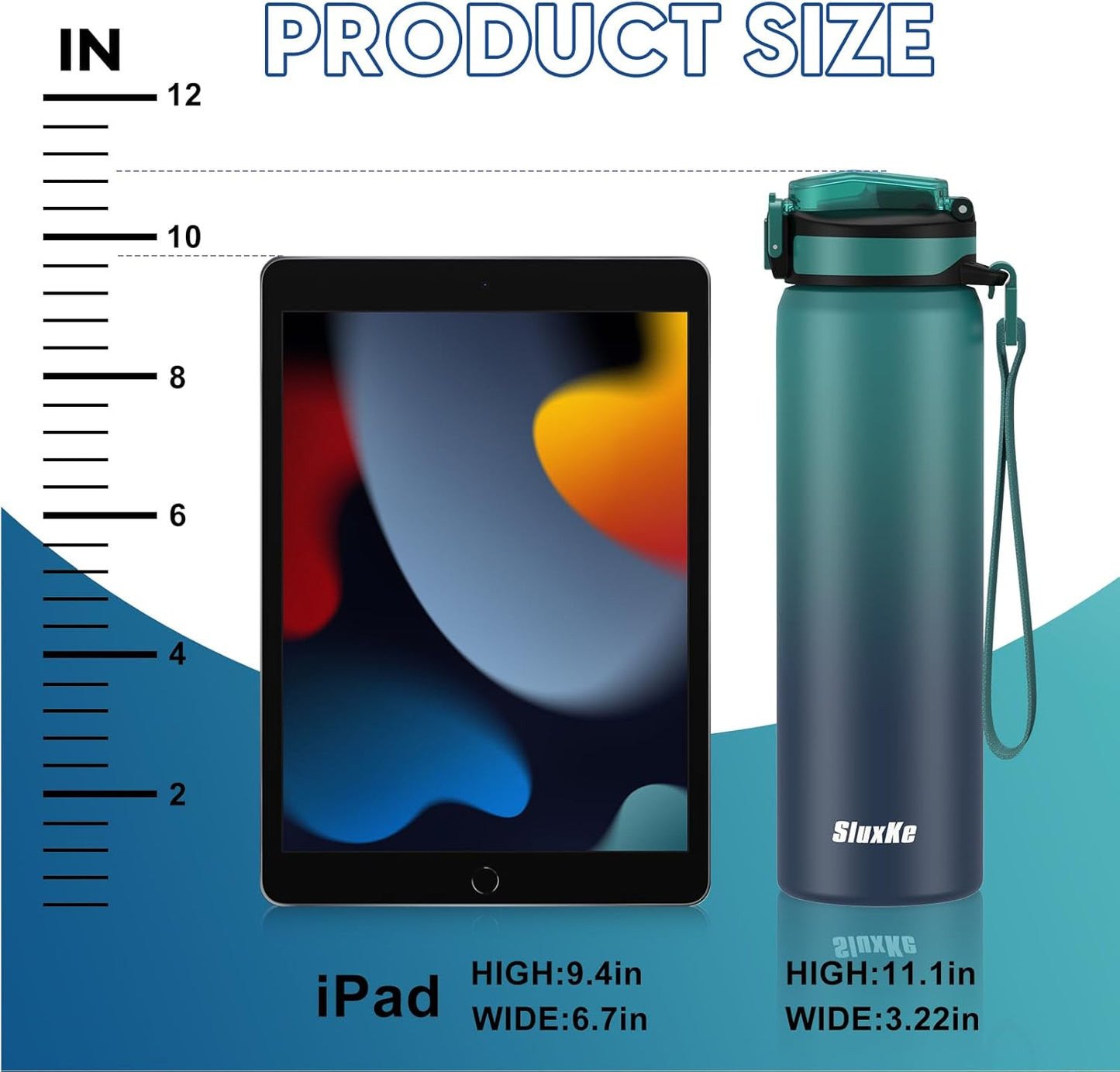 24oz Leakproof Vacuum Insulated Water Bottle, Ideal for Hot or Cold Drinks, Double wall Straw Drinking Bottle, BPA-Free, Prefect for Sport,School, Office, Fitness