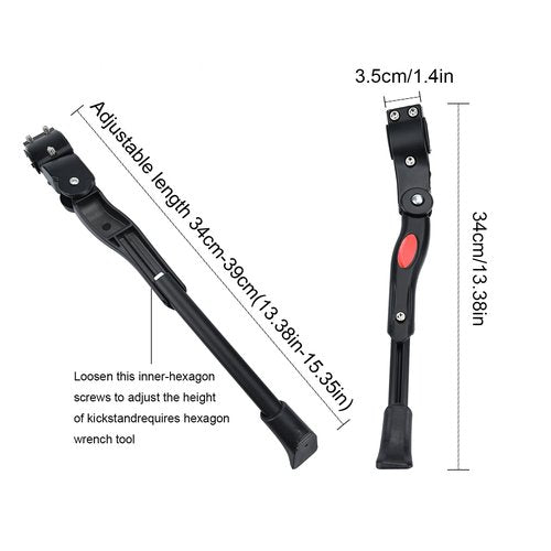 abolius Adjustable Bicycle Kickstand, Aluminum Bicycle Stand for Bike, Fit for 20"-27.5" Bike Kick Stand for Mountain Bike Road Bicycles Kickstand (Black)