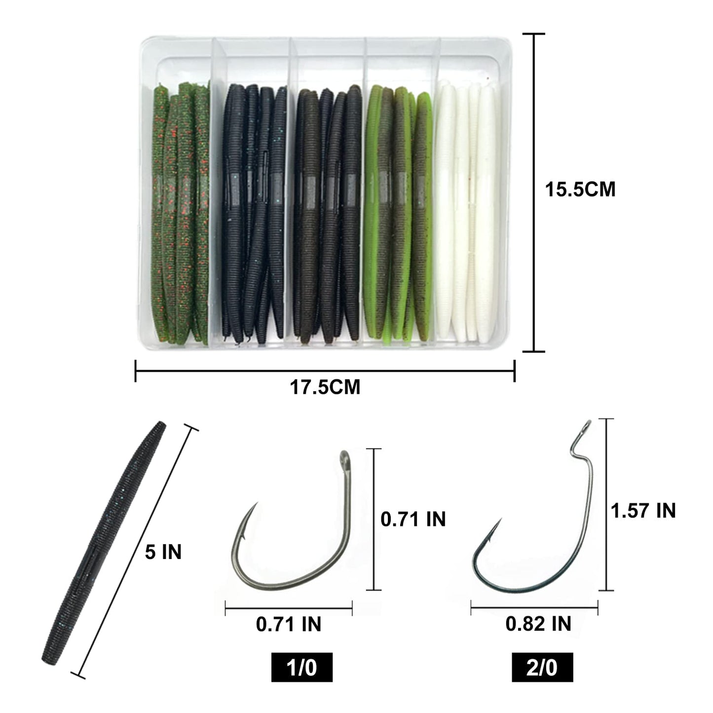 SANTKOL Senko Wacky Worms - Soft Plastic Lures, 30pcs Rubber Worms, 4-5 inches for Bass Freshwater & Saltwater Fishing
