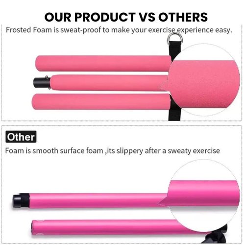 Joy's Life Pilates Bar Kit Workout Equipment for Legs,Hip,Waist and Arm,Exercise Fitness Equipment for Women & Men Home Gym Yoga Pilates, Pink, Black