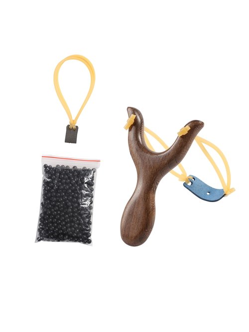 Slingshot with 100 Clay Balls, Adult & Youth Sling Shot Set with 2 Rubber Bands, Comfort Grip Handle for Target Practice