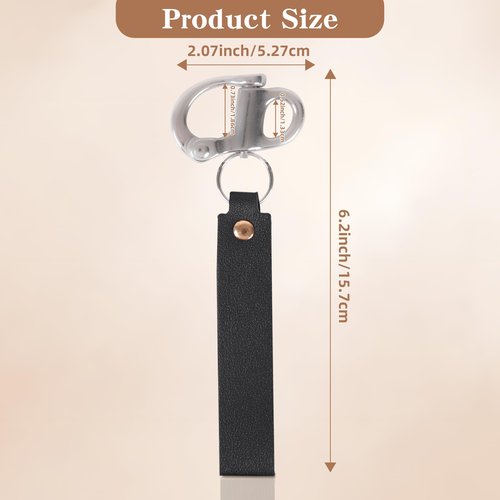 PIHIL 2Pcs Quick Release Clip Shackle for SCBA Mask, Firefighter Accessories, Quick Release Snap Shackle, with Leather Handle, Marine Grade 316 Stainless Steel Shackle for Rigging, Black