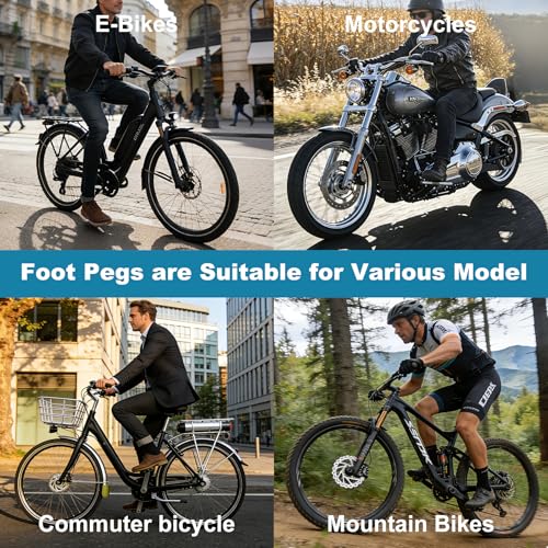 Bike Rear Foot Pegs Folding Rear Seat Footrest Black for Folding & E-Bikes