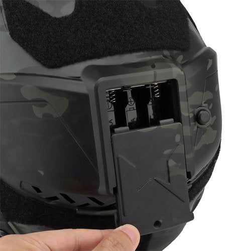 ROUASD Tactical Helmet for Mens, Black CS Helmet Protective Gear Built-in HD Headset & Anti-Fog Fan & Goggles, Adjustable 52-62cm for Airsoft & Hunting Outdoor Games
