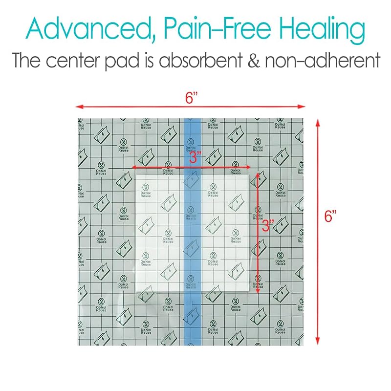 Waterproof Dialysis Port Shower Cover Kit with Central Pad 6x6 Inch – Pack of 25 (With Central Pad)