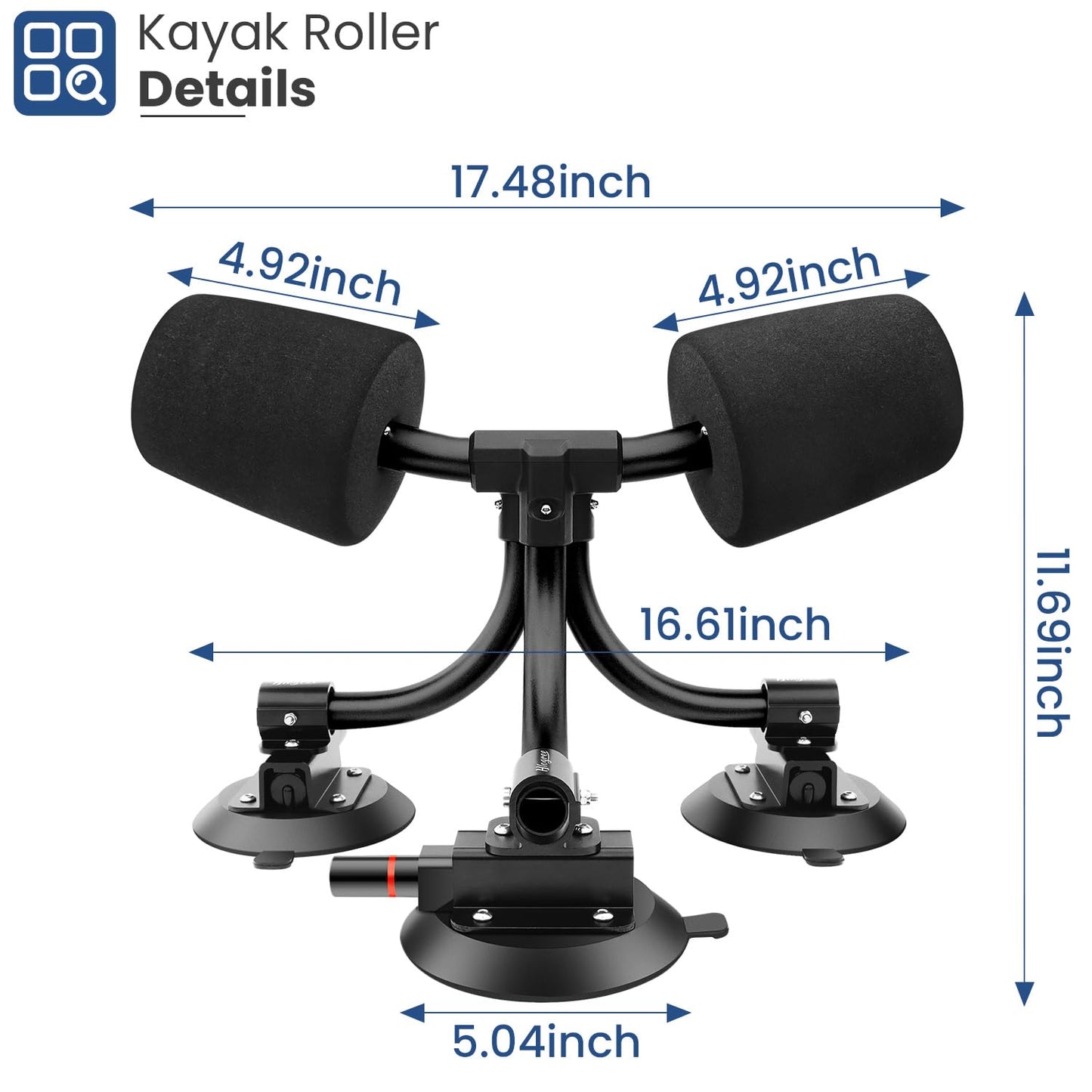 Tri-Grip Kayak Load Roller,3 Suction Cups Kayak Roller Loader,Kayak Helpers -Pump Vacuum Type- Kayak Roof Roller Loader Load Assist Mount,Kayak Loader Lift Assist System for Car SUV,Kayak Accessories