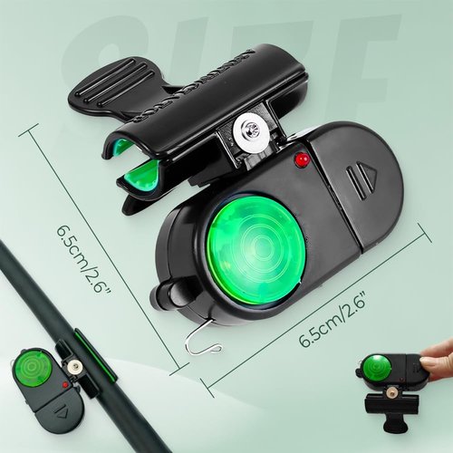 Fishing Bite Alarms with LED, Sensitive Electronic Fishing Bells for Rods, Sound Alert Indicators, Fishing Pole Bells for Bite Detection, Clip-On Fishing Alarm with Light & Sound (8, Black)