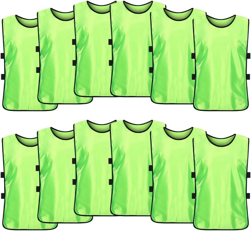 12 Pack Scrimmage Training Vest, Sports Pinnies, Practice Jerseys, Practice Vest for Adult Youth Kids.