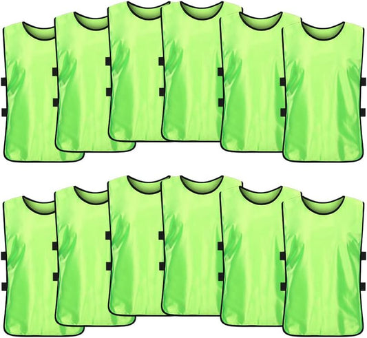 12 Pack Scrimmage Training Vest, Sports Pinnies, Practice Jerseys, Practice Vest for Adult Youth Kids.