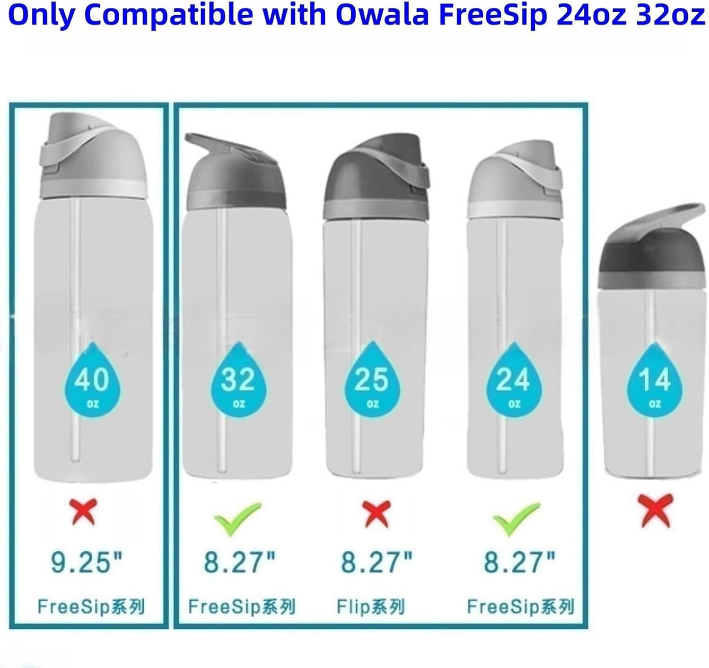 4Pcs Replacement Straw Fit for Owala 24oz 32oz,Reusable Drinking Straws with Cleaner Brush Compatible with 24oz FreeSip Water Bottle, Cup Accessories Fit for Owala 32oz Water Bottle