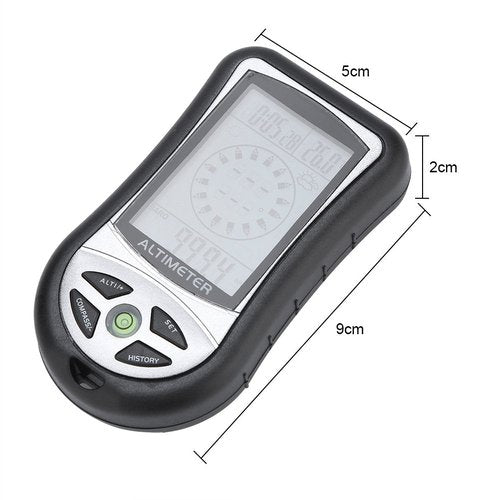 Dioche Barometer Altimeter, Multi-Function Digital Altimeter, Black Weather Forecast Hand-Hold Hiking Flashlight Altimeter for Outdoor Hiking