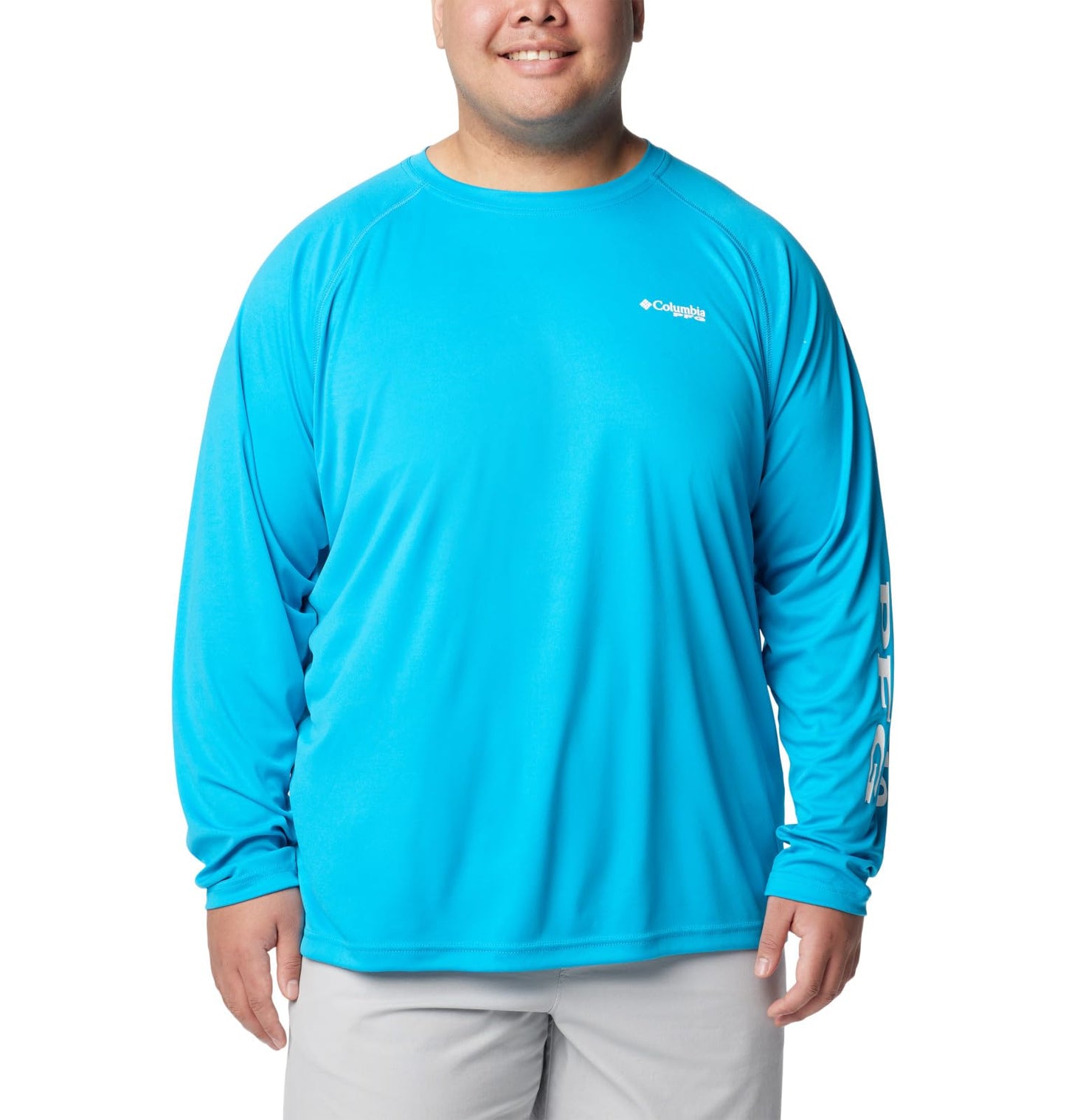 Columbia Men's Terminal Tackle Long Sleeve Fishing Shirt, Ocean Blue/White Logo, XX-Large