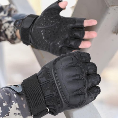 WTACTFUL Fingerless Tactical Gloves for Men Airsoft Paintball Bike Cycling Motorcycle Motorbike Hunting Hiking Work Outdoor Half Finger Gloves Black L